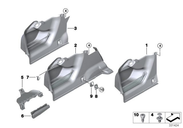 2016 BMW 550i Trunk Trim Panel Diagram 2