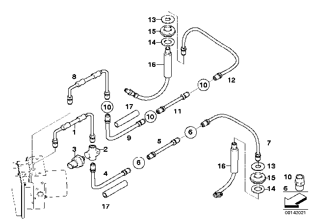 2006 BMW 530i Brake Pipe, Rear Diagram 2