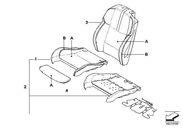 2011 BMW M3 Individual Sports Seat Cover, Front Diagram