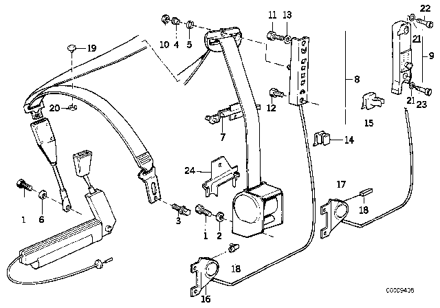 1988 BMW 735i Safety Belt Adjuster Diagram