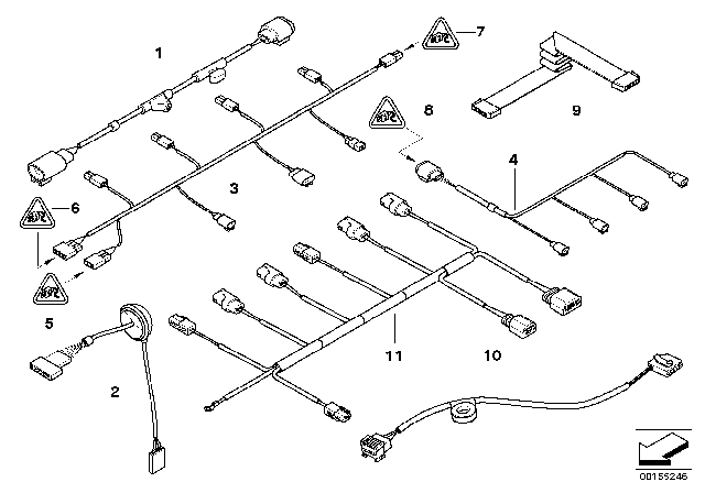 2003 BMW 745i Set Of Cables, Front Bumper Diagram for 61126913826