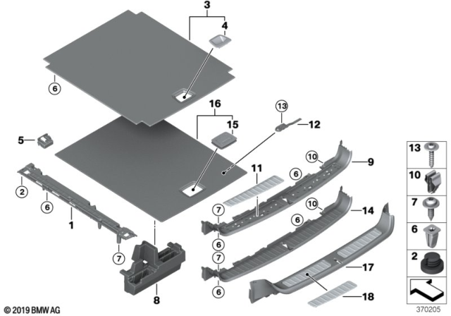 2015 BMW X4 Trim Panel, Rear Trunk / Trunk Lid Diagram 1