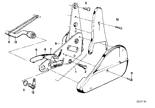 1978 BMW 733i Fitting For Reclining Front Seat Diagram