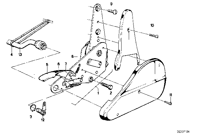 1986 BMW 528e Fitting For Reclining Front Seat Diagram