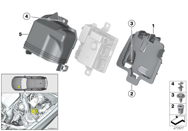 2015 BMW X3 Supply Module Z11 Mounted Parts Diagram