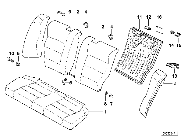 1996 BMW M3 Seat, Rear, Cushion & Cover Diagram 2