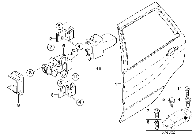 2003 BMW X5 Rear Door - Hinge / Door Brake Diagram