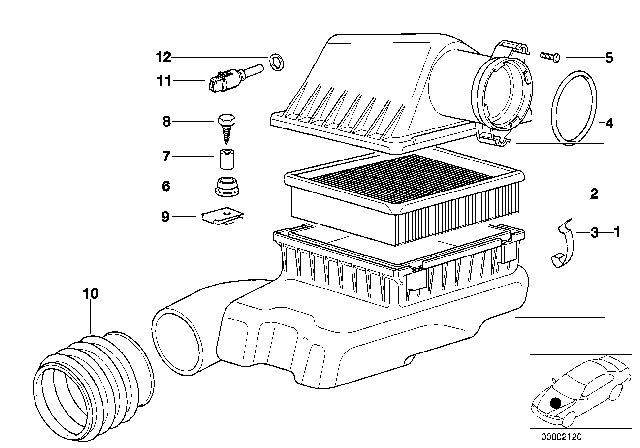 1996 BMW 840Ci Intake Silencer Diagram