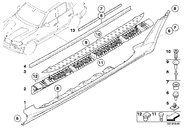 2007 BMW X3 Trim, Sill / Wheel Arch Footboard Diagram