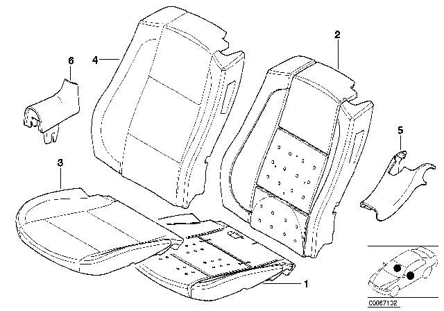 2001 BMW 330Ci Seat, Front, Cushion & Cover Diagram 2