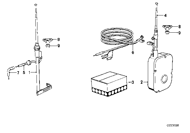 1977 BMW 530i Installing Set Disappearing Antenna Diagram for 65211371265