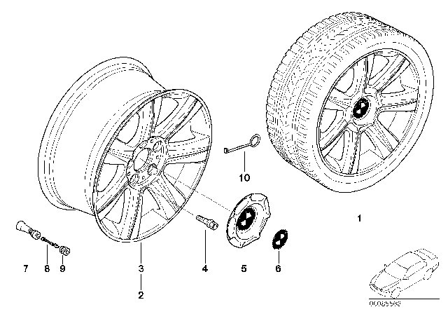 2001 BMW 325i BMW LA Wheel, Star Spoke Diagram 2