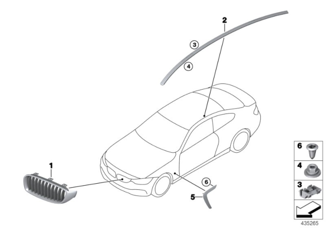 2014 BMW 428i xDrive Exterior Trim / Grille Diagram