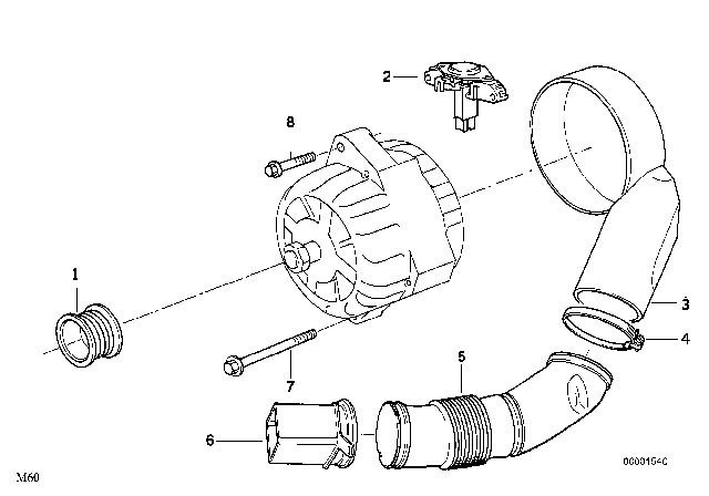 1993 BMW 740iL Air Duct Diagram for 12311747208