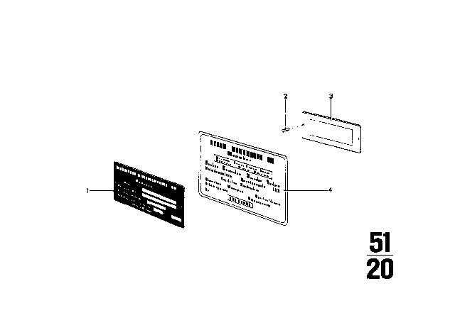 1970 BMW 2002 Type Plate / Information Plate Diagram