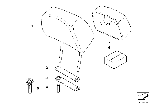 2006 BMW 550i Seat, Front, Head Restraint Diagram