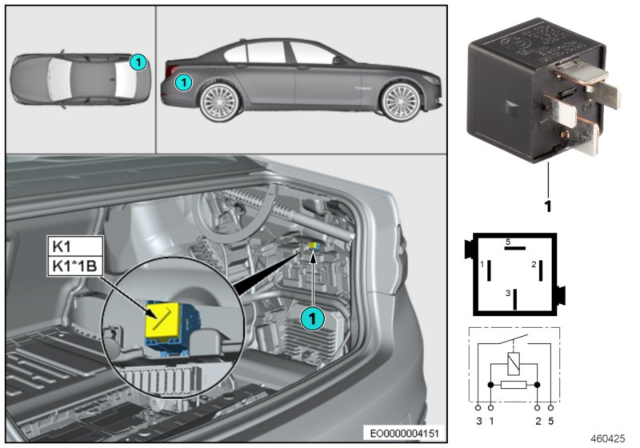 2016 BMW 750i Relay Axle Air Suspension K1 Diagram