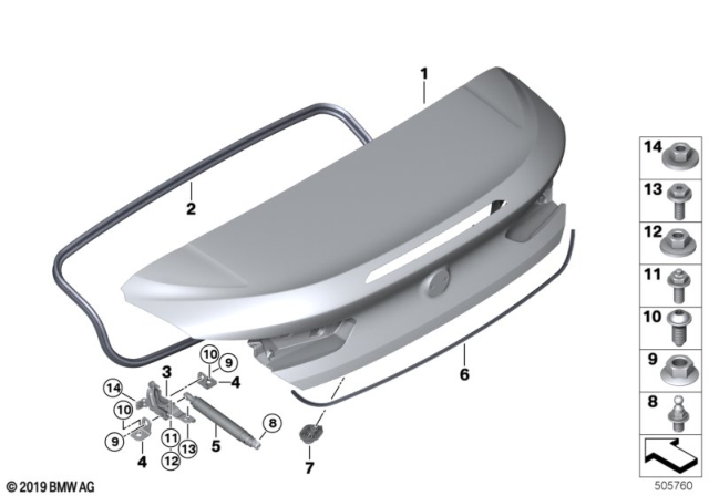 2020 BMW 840i Trunk Lid Diagram