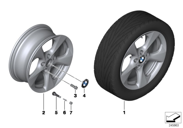 2010 BMW 128i Alloy Rim Right Diagram for 36116795560