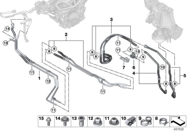 2020 BMW X7 Coolant Hoses System Underfloor Diagram