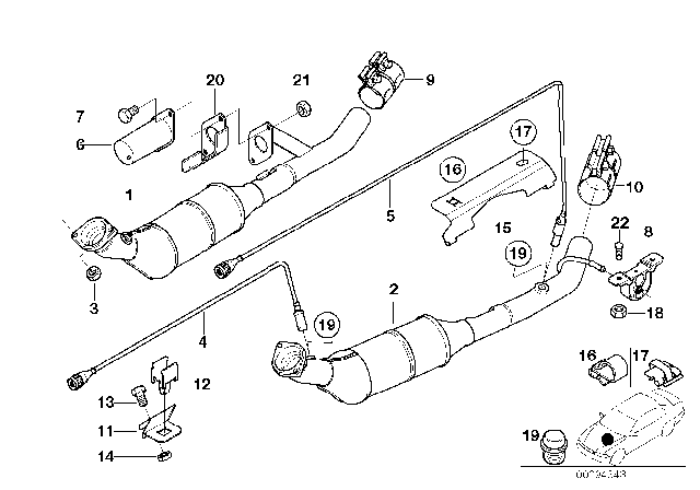 2002 BMW X5 Catalytic Converter Diagram for 18307500541