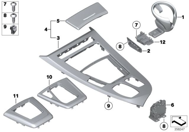 2013 BMW Z4 Mounted Parts For Centre Console Diagram