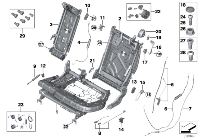 2018 BMW X5 Seat, Rear, Seat Frame Diagram 3