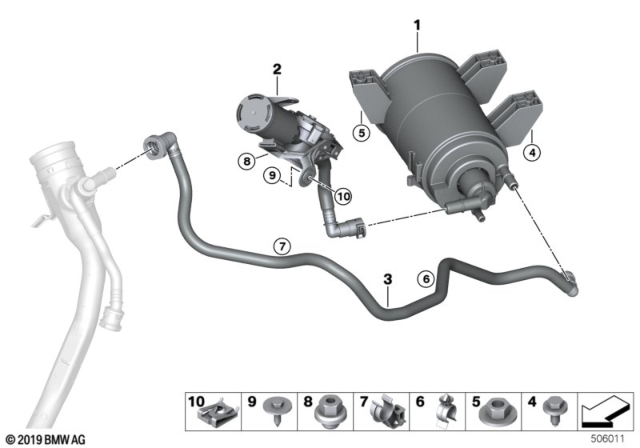 2020 BMW M8 Activated Charcoal Filter / Fuel Ventilate Diagram