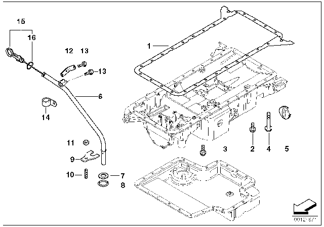 2003 BMW Alpina V8 Roadster Oil Pan Part, Oil Level Indicator Diagram 3