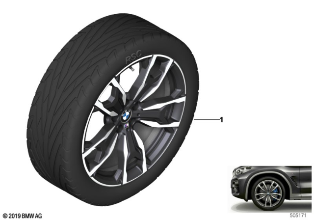 2020 BMW X3 BMW Light-Alloy Wheel, M Double Spoke Diagram 1