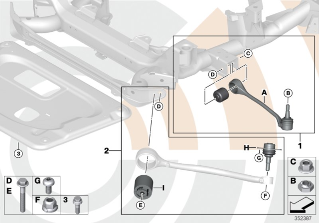 2007 BMW X3 Repair Kit, Trailing Links And Wishbones Diagram