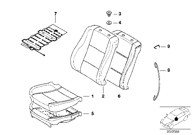 1997 BMW 528i Seat, Front, Cushion & Cover Diagram 2