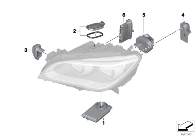 2015 BMW 750i Single Parts, Headlight Diagram