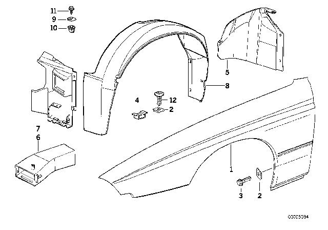 1995 BMW 840Ci Side Panel, Front Right Diagram for 41358108848