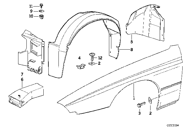 1995 BMW 840Ci Covering Right Diagram for 51711970266