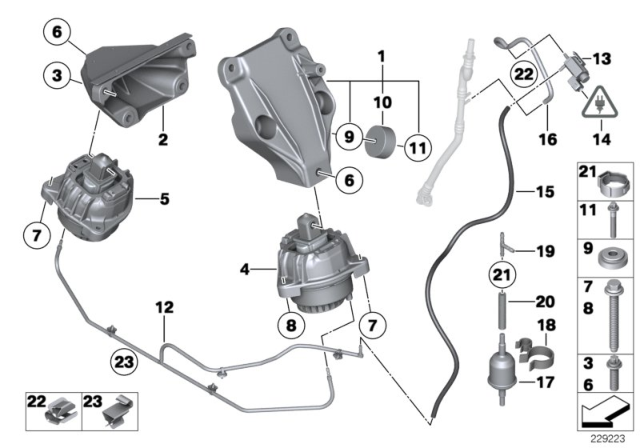 2015 BMW 535d xDrive Engine Mount Bracket Right Diagram for 22116777624