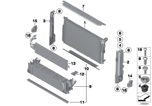 2014 BMW ActiveHybrid 3 Radiator Mounting Parts Diagram