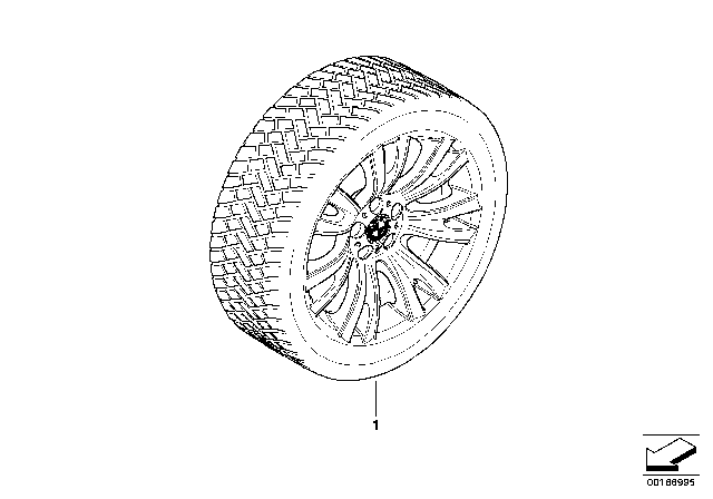 2012 BMW X5 Winter Wheel With Tire M V-Spoke Diagram