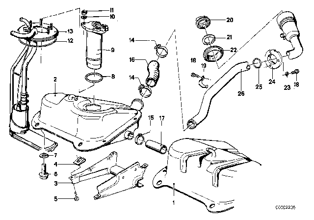 1980 BMW 320i Lockable Filler Cap Diagram for 16111106487
