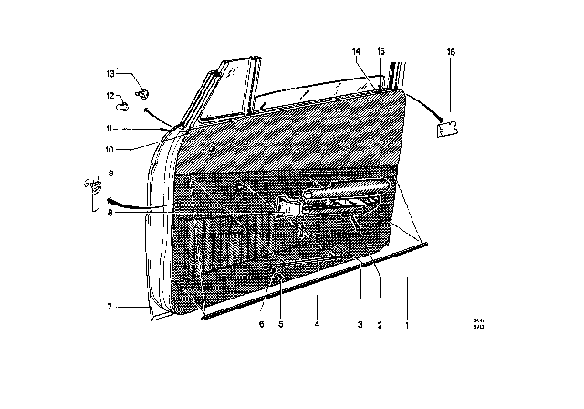 1969 BMW 2000 Door Trim Panel Diagram 1