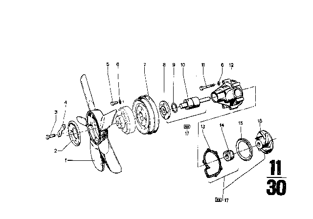 1972 BMW 3.0CS Water Pump Diagram 2