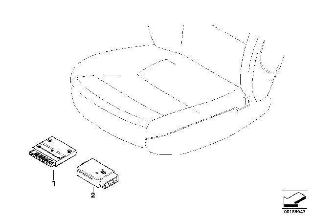 2011 BMW X5 Control Unit, Front-Passenger & Rear Seats Diagram