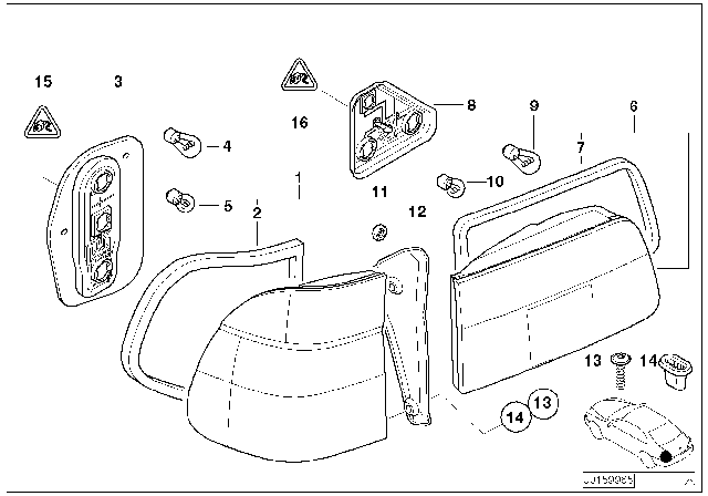 2003 BMW 540i Bulb Socket, Right Diagram for 63218371326