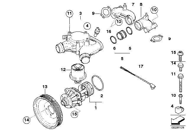 2009 BMW M3 Water Pump - Thermostat Diagram