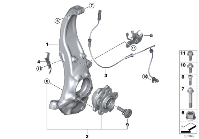 2020 BMW M8 Swivel/Wheel Bearing Front All-Wheel Drive Diagram