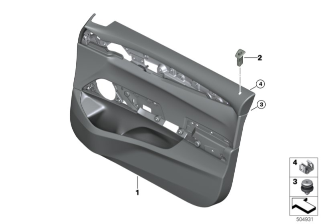 DOOR TRIM PANEL, FRONT RIGHT Diagram for 51416994136