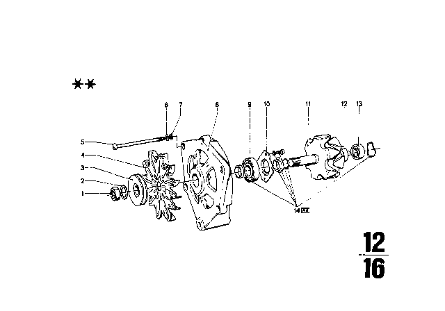 1970 BMW 2002 Generator, Individual Parts Diagram 3