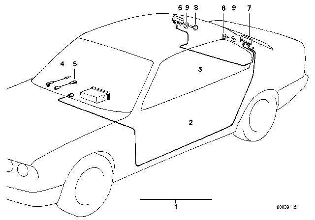 1994 BMW 540i Antenna Cable Diagram for 65258355126