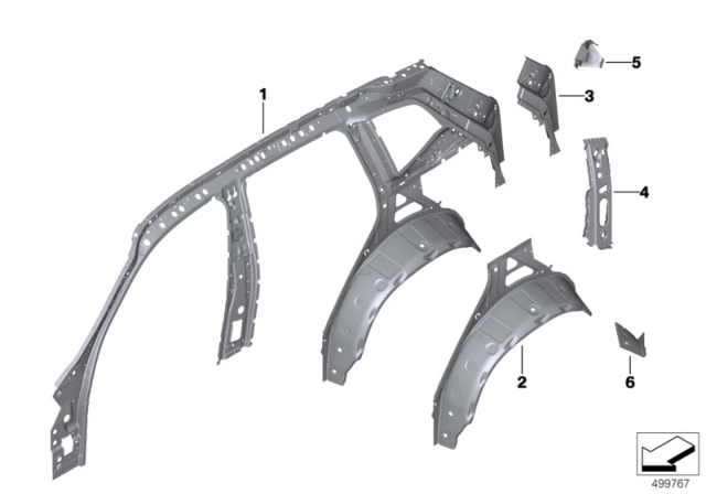 2019 BMW X3 Reinforcement D-Piller Inside Right Diagram for 41007493972