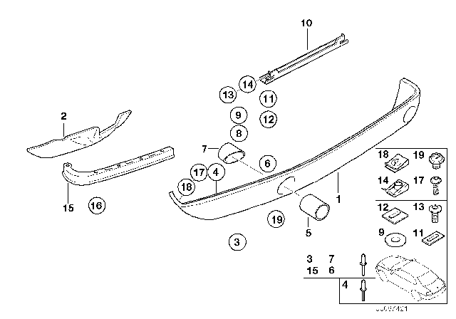 2000 BMW Z8 Bracket, Bumper, Rear, Bottom Diagram for 51127007631